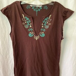 Athleta Brown Embellished Sleeveless Blouse